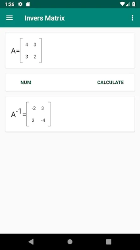Invers Matrix for Android - No Downloading Required