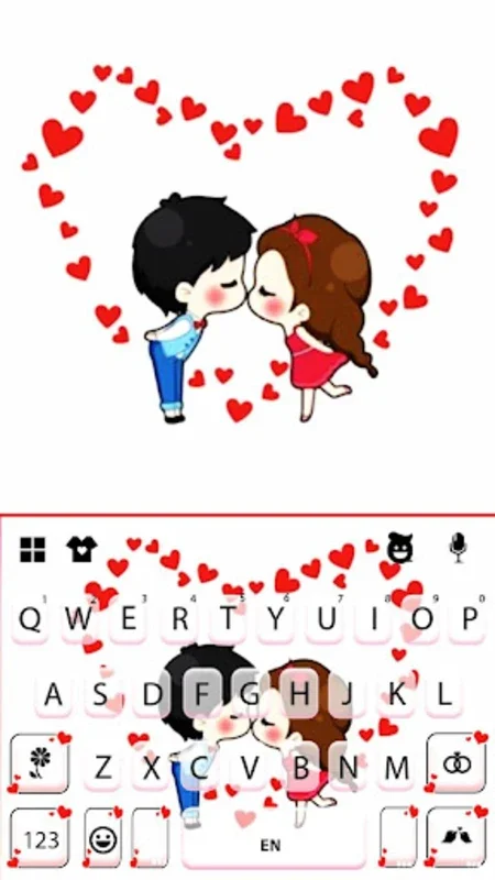 Cartoon Couple Hearts for Android - Customize Keyboard with 150+ Languages