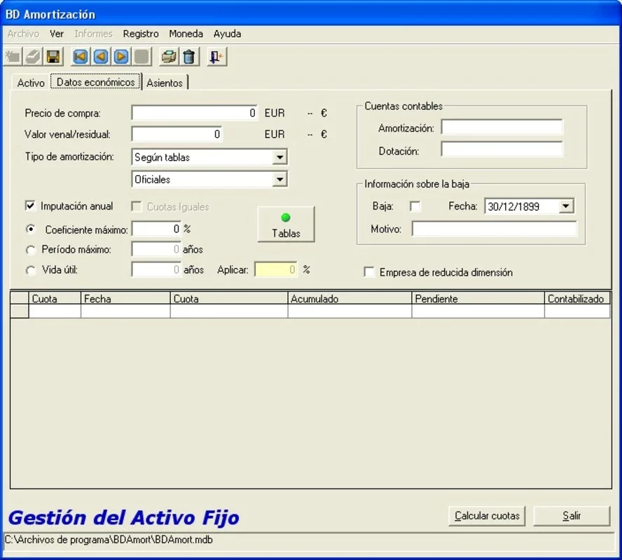 BDAmortizacion for Windows - Manage Fixed Assets Freely