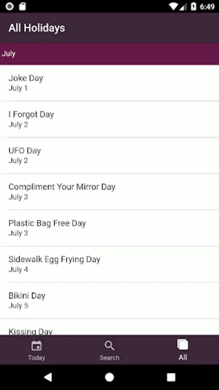 Everyday Holidays for Android - Celebrate Quirky Holidays