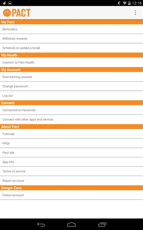 Pact for Android: Earn or Lose with Exercises