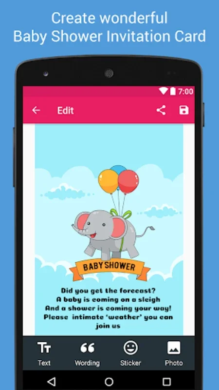 Baby Shower Invitation for Android - Customize Your Invitations