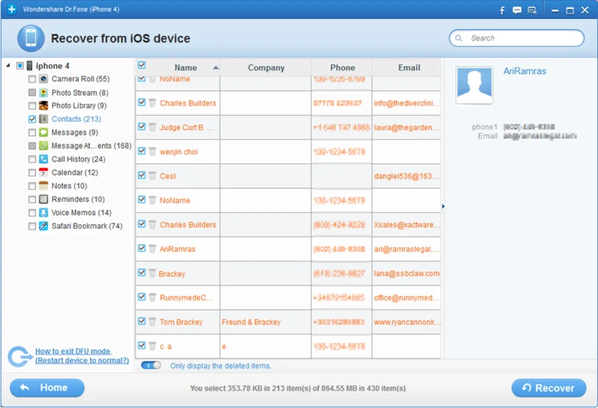 Dr. Fone for Windows: Recover iOS Device Files