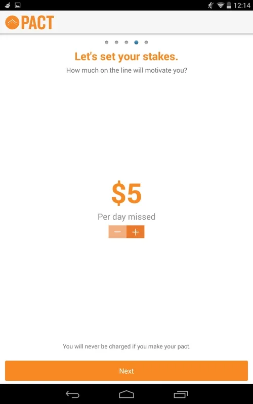 Pact for Android: Earn or Lose with Exercises