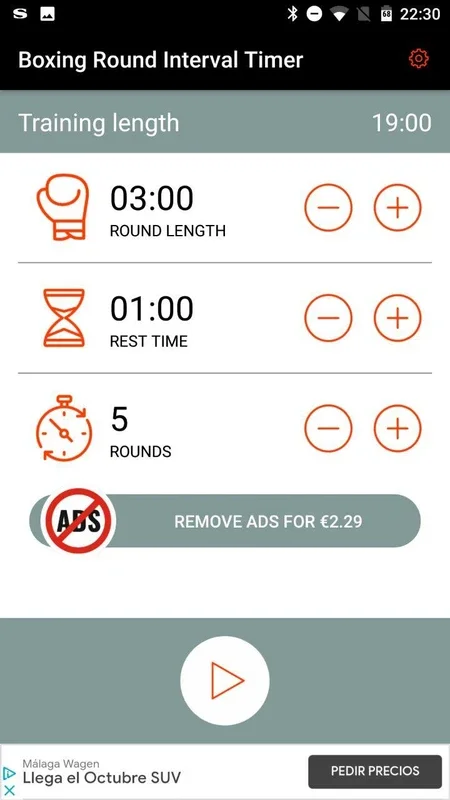 Boxing Round Interval Timer for Android - Manage Your Training