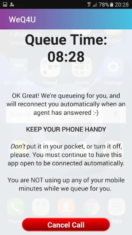 WeQ4U for Android - Save on UK Calls and Bypass Queues