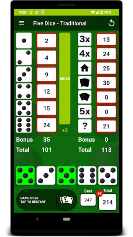 Five Dice! (Free) for Android - Engaging Dice Game