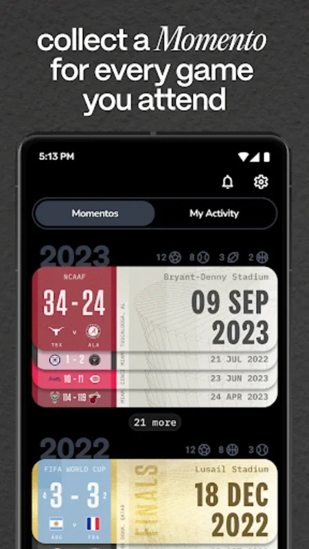 Momento for Android - Keep Track of Your Sports Games