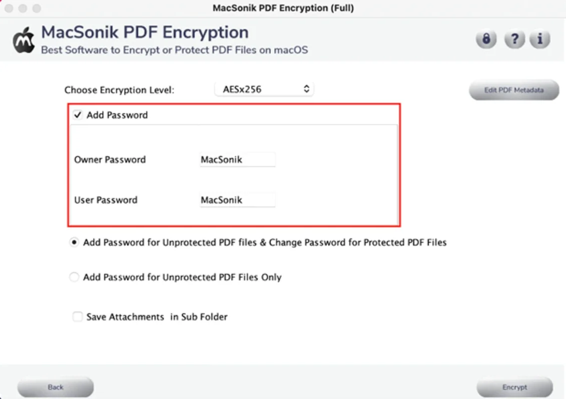 MacSonik PDF Encryption for Mac - Secure Your PDFs