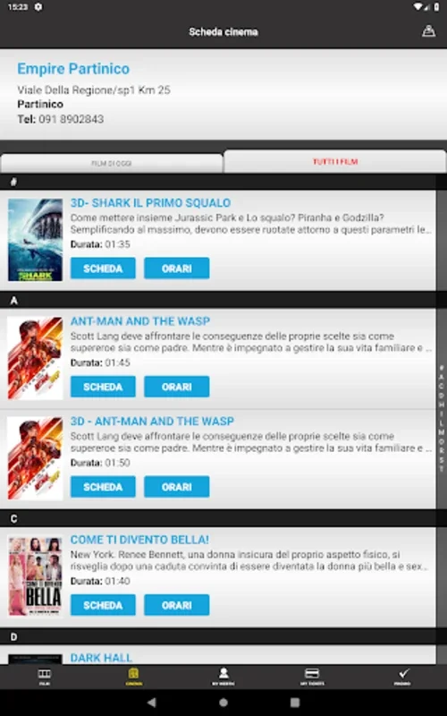 Webtic Empire Partinico for Android - Streamlined Cinema Booking