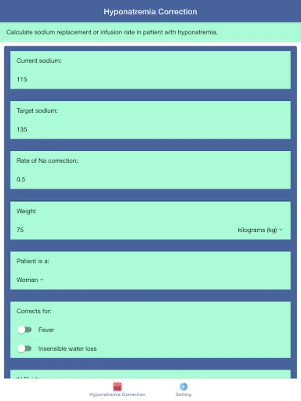 Hyponatremia Correction Rate for Android: Manage Hyponatremia