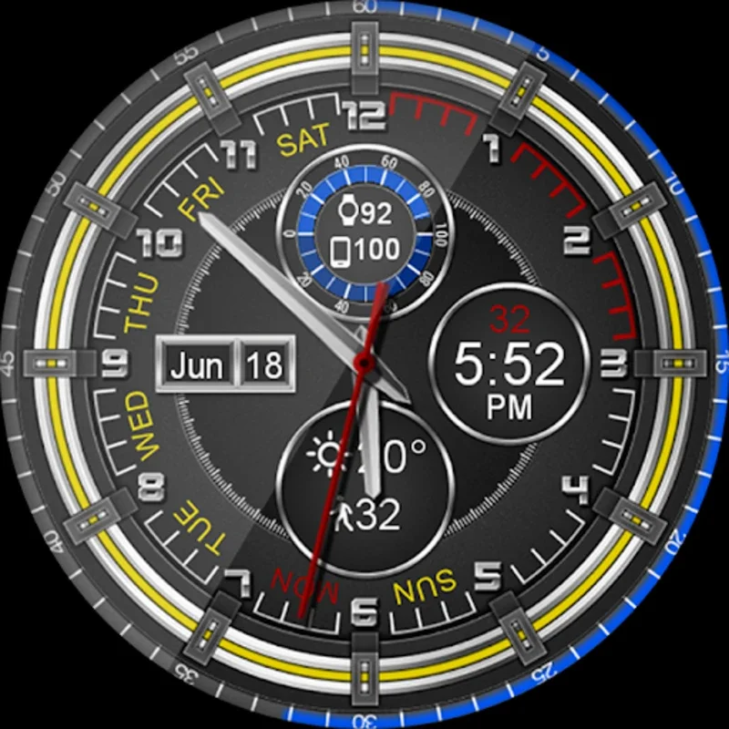 Chrono Flat HD Watch Face for Android - Customizable & Functional