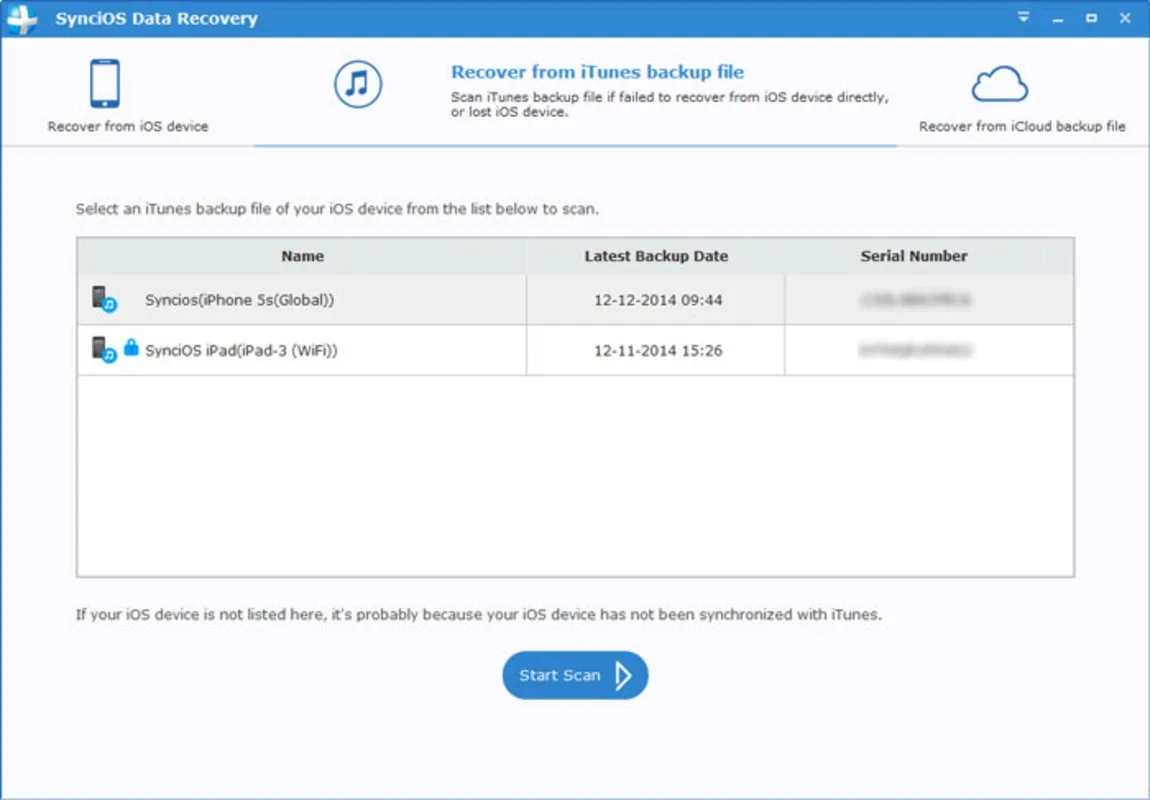 Syncios Data Recovery for Windows: Recover Deleted iOS Files