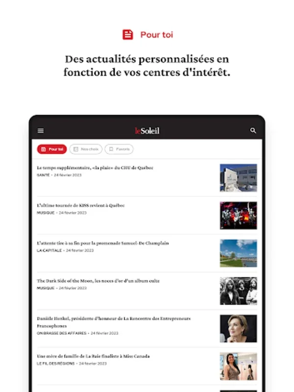 Le Soleil for Android: Personalized News Hub