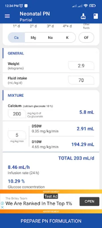 Neoliq • Parenteral Nutrition for Android: Precise Neonatal Nutrition