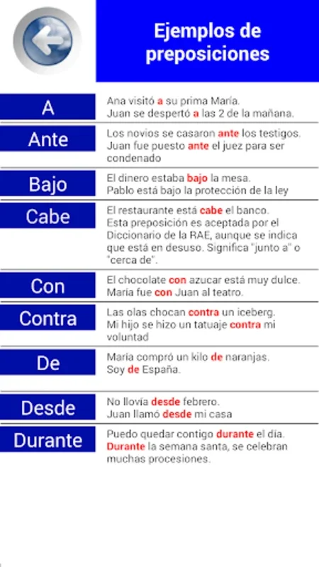 Prepositions in Spanish for Android: Master the Language