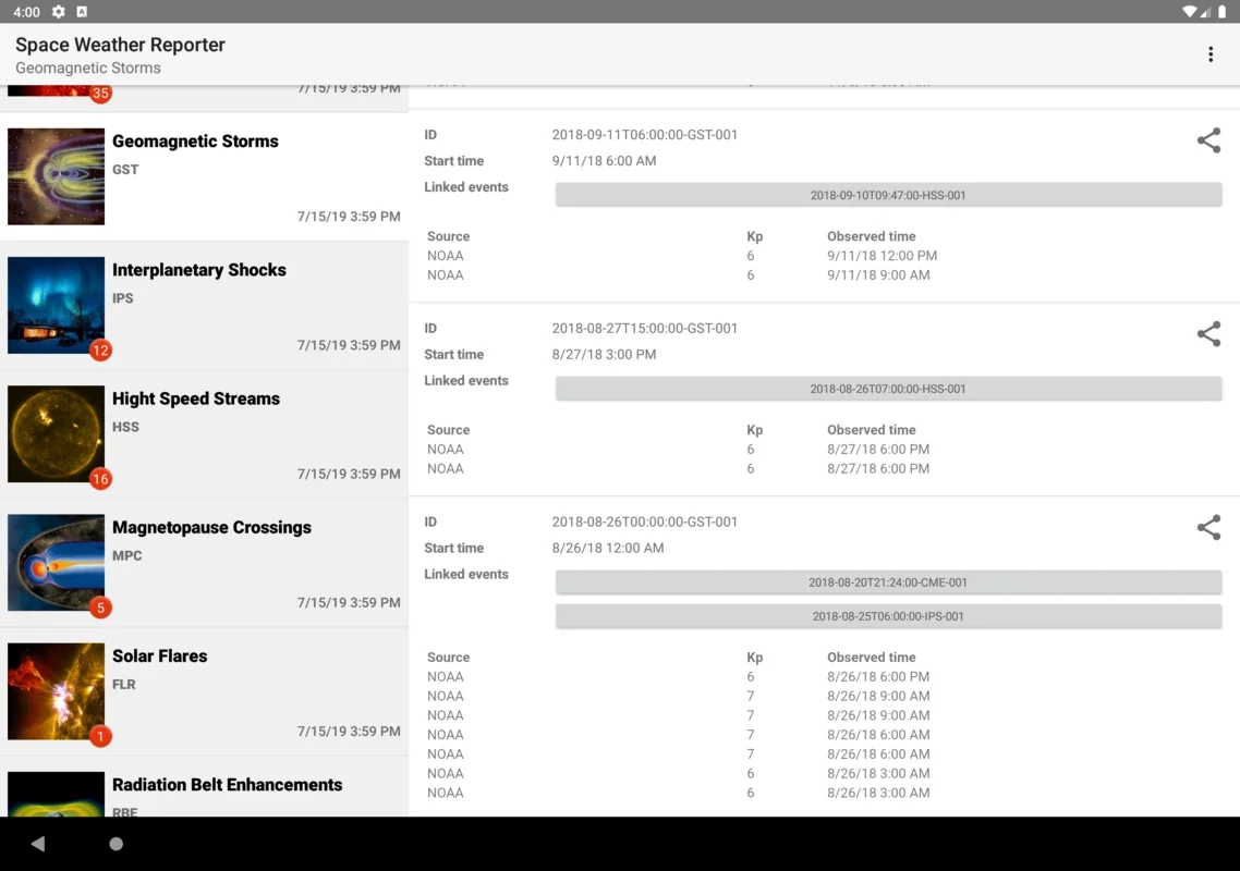 Space Weather Reporter for Android: Real-Time Updates