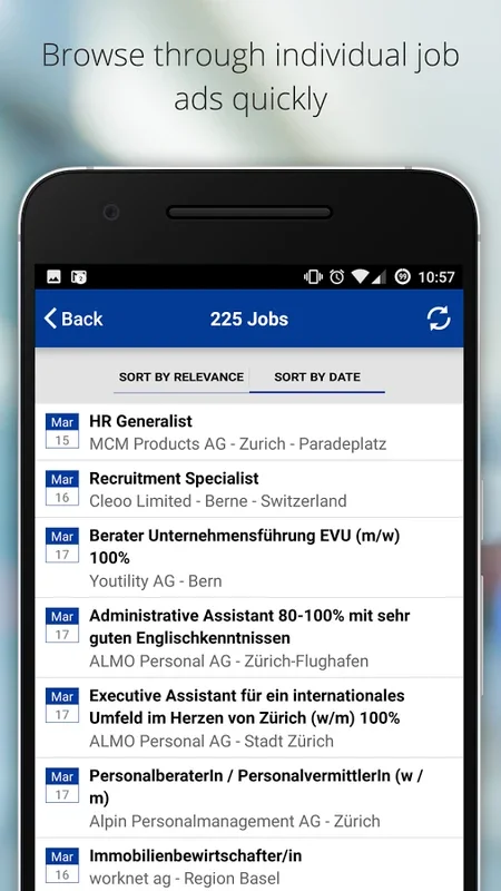 Jobs.ch for Android - Swiss Job Search App with 60,000+ Listings