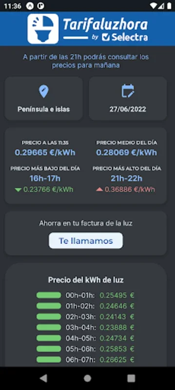 Tarifaluzhora for Android - Optimize Electricity Use