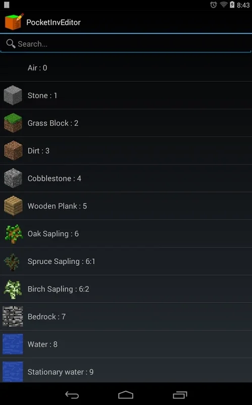 PocketInvEditor for Android: Edit Minecraft PE Inventories