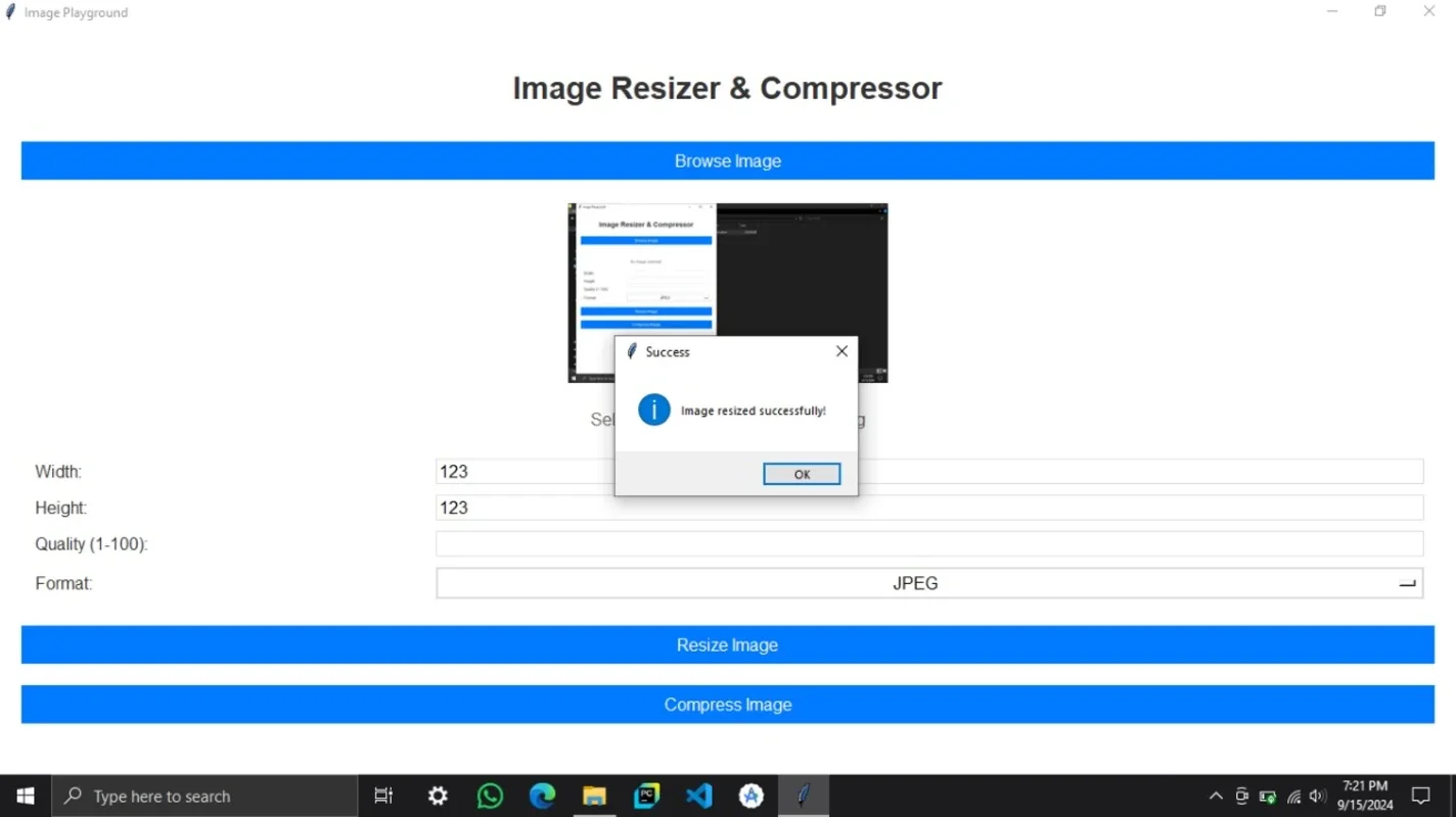 Image Playground: Fast Offline Image Compression for Windows