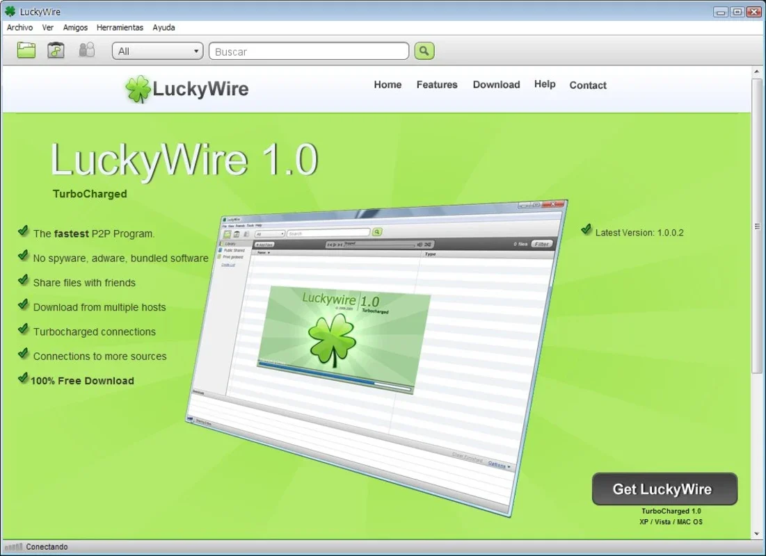 LuckyWire for Windows - Free P2P Download Service