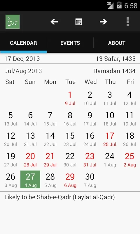 Aaj ki Tareekh for Android - Islamic Calendar and Prayer Times