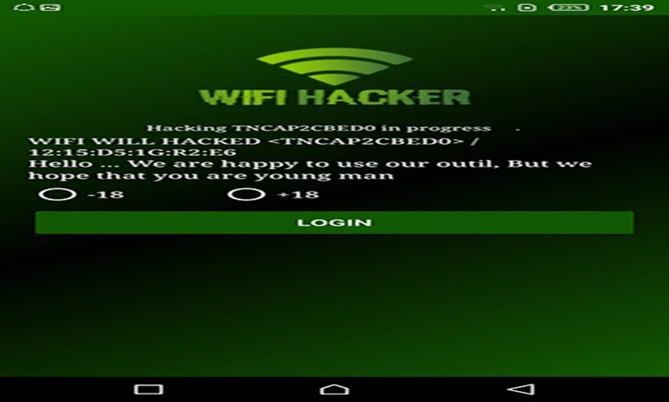 Wifi Hacker for Android - Fun WiFi Connection Joke App