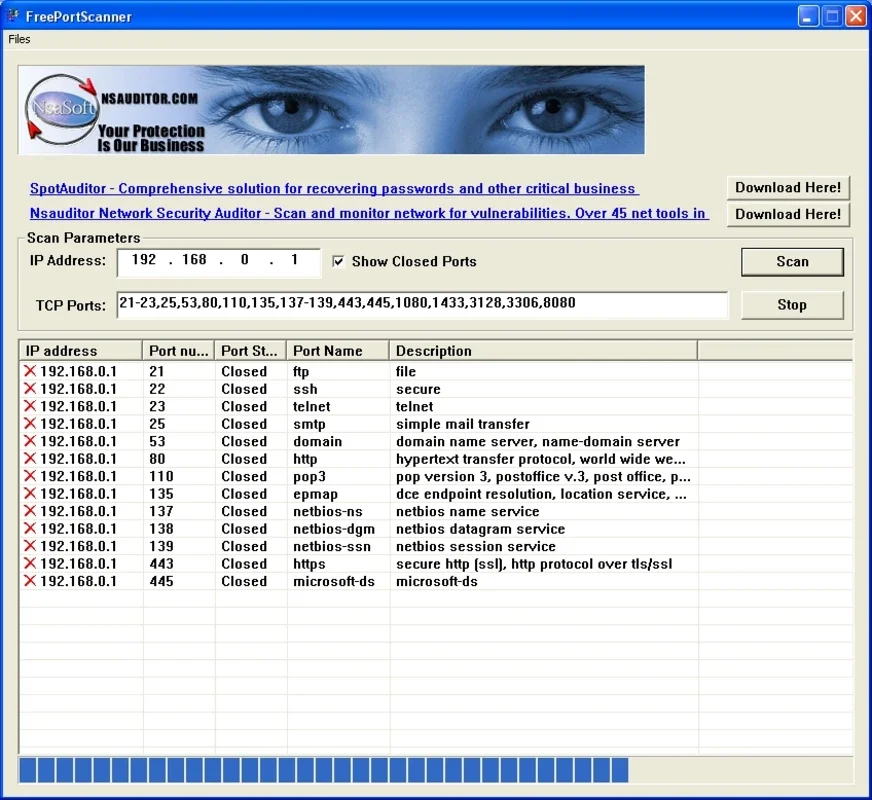 FreePortScanner for Windows - Scan Ports Easily