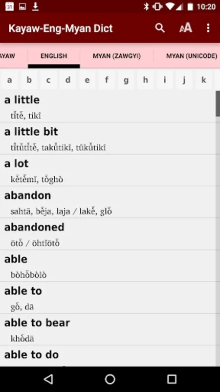 Kayaw - Eng - Myan Dict on Android: Facilitating Trilingual Communication