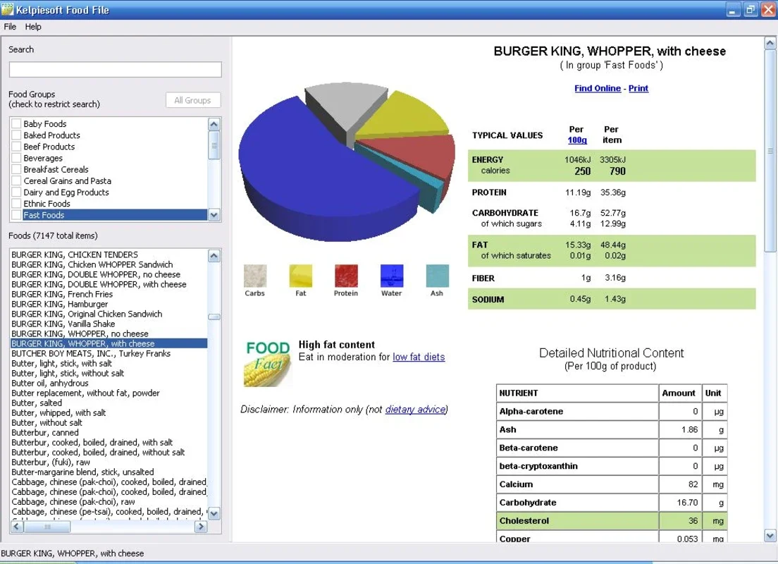 Kelpiesoft Food File for Windows: Comprehensive Nutritional Insights