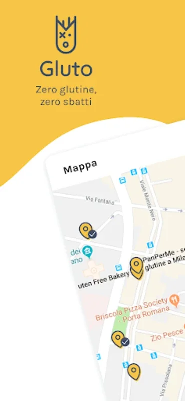 Gluto - Locali senza glutine for Android: Find Gluten-Free Spots