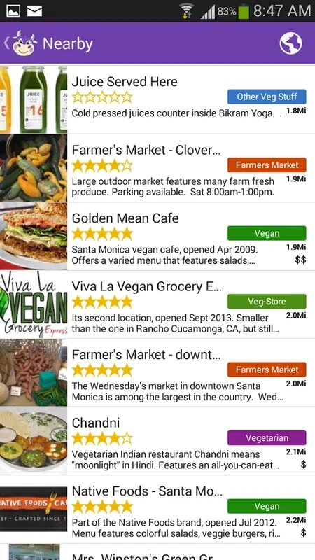 HappyCow Free for Android: Find Vegan & Veggie Options