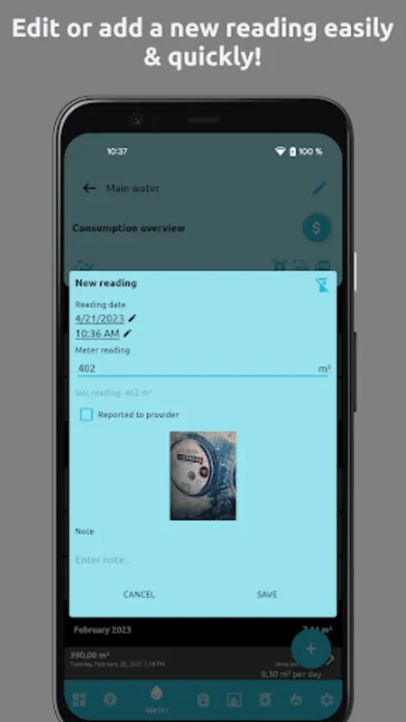 Meter readings | Read, save for Android - Efficient Energy Tracking