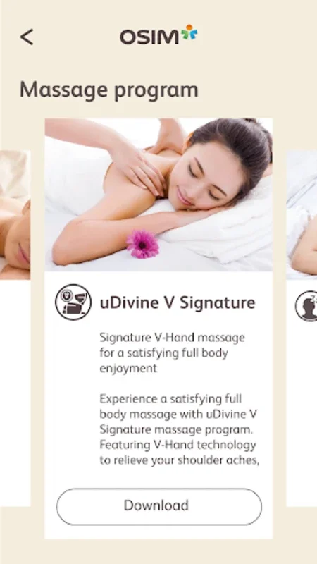 OSIM uDivine V for Android: Customizable Massages