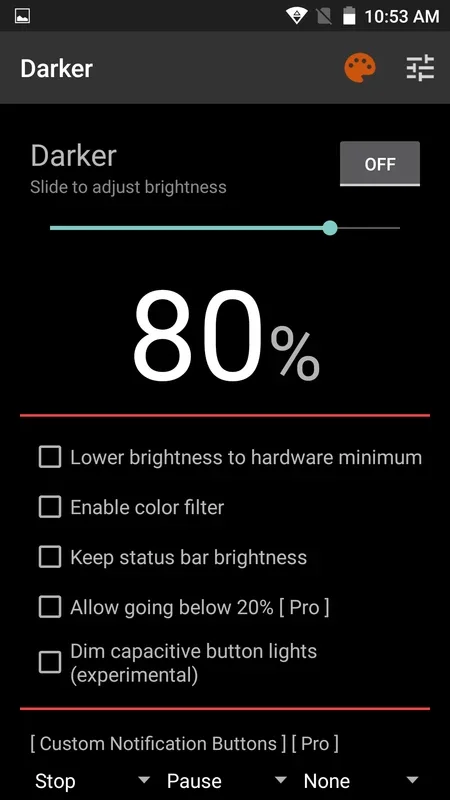 Darker: Extreme Screen Dimming for Android