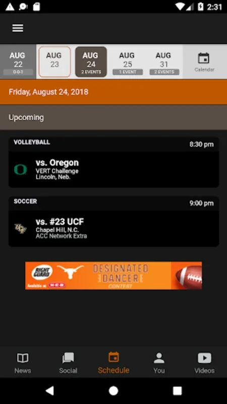 Texas Longhorns for Android - Fan - Centric Features