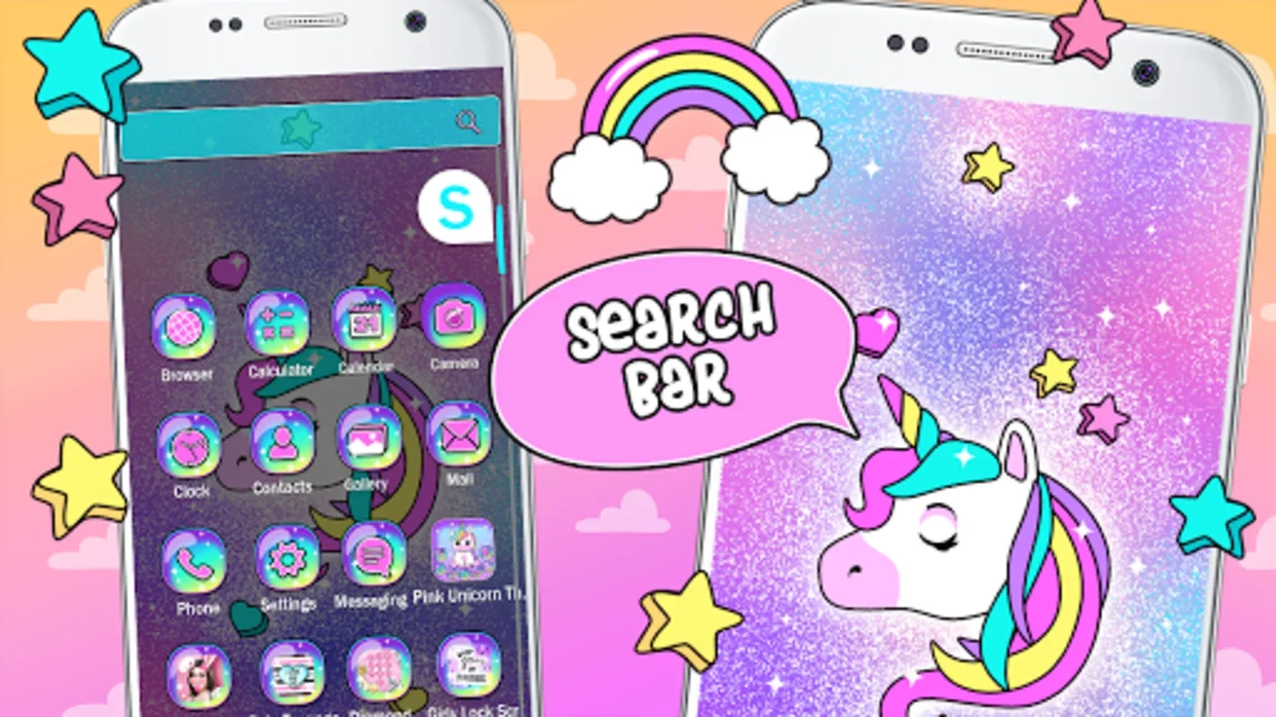 Pink Unicorn Theme Launcher for Android - Magical Interface