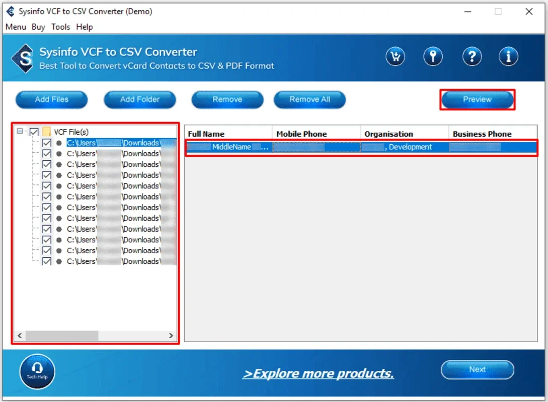 Sysinfo VCF to CSV Converter for Windows - Accurate Conversion