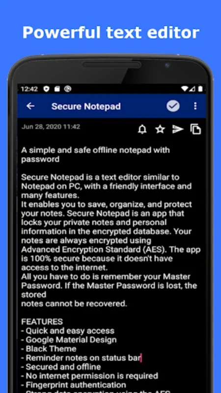 Secure Notepad for Android: Robust Text Editor