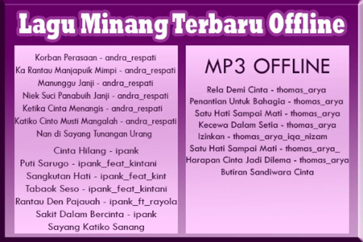 Kumpulan Lagu Minang Terbar for Android - Enjoy Minang Music