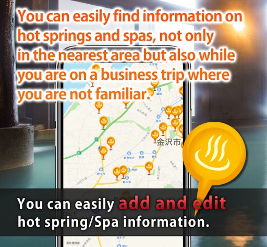 Hot spring spa information Map for Android - Explore 13,000+ Global Hot Springs