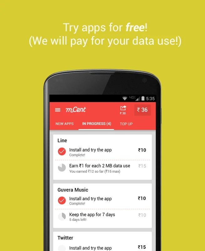 mCent for Android - Earn Money by Downloading and Testing Apps