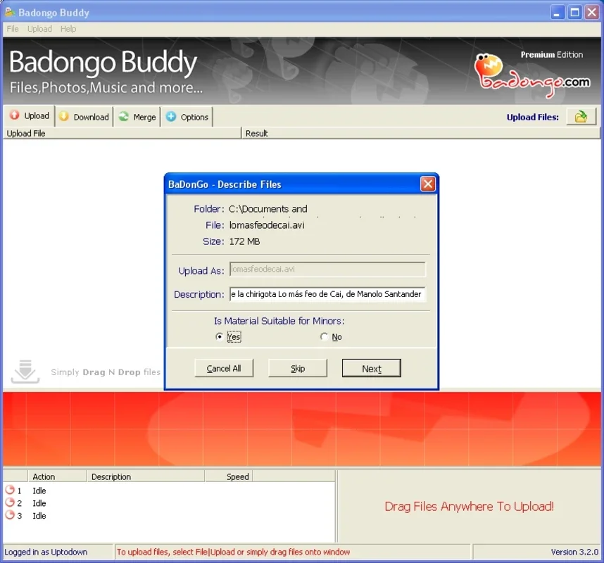 Badongo Buddy for Windows - Free File Upload and Share