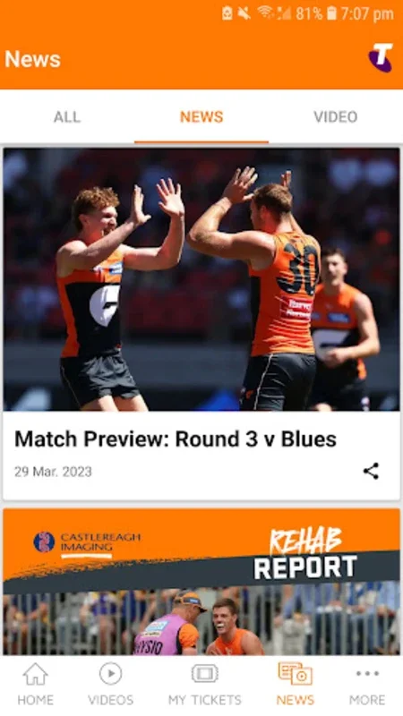 GWS Giants for Android - Stay Updated with AFL Action