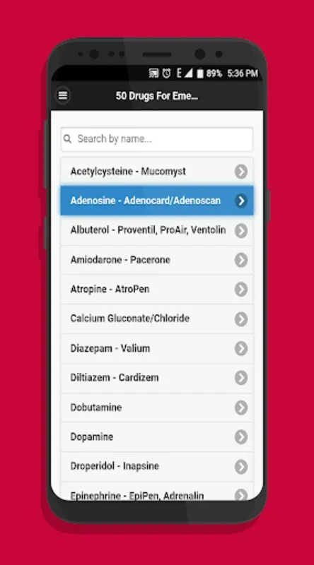 Common 50 Drugs For Emergency for Android - Essential Drug Info