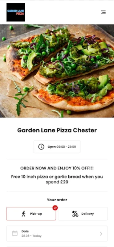 Garden Lane Pizza Chester for Android - Order Pizza with Ease