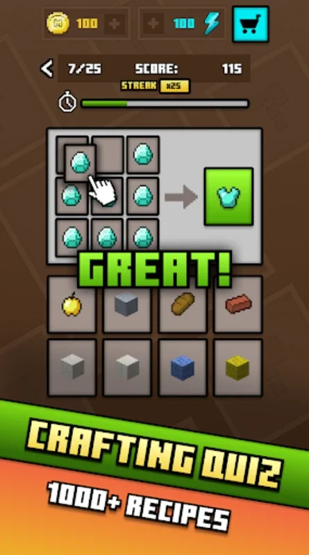 Mine-Crafter Quiz: Recipe Grid for Android - Master Minecraft Recipes