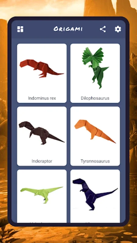 Origami dinosaurs paper shapes for Android - Download the APK from AppHuts