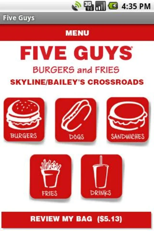 Five Guys for Android - Order and Pick Up on the Go